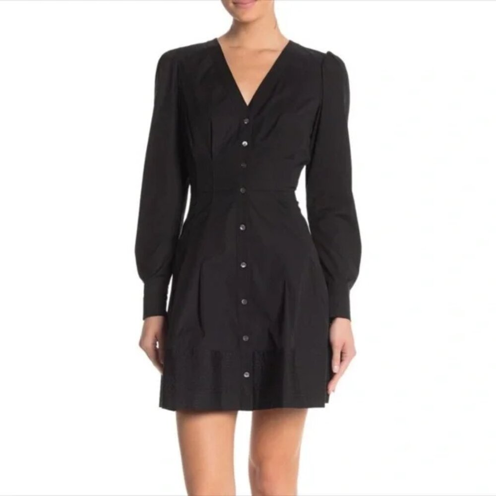 Veronica Beard 'Britney' Stretch-Cotton Pleated Mini-Dress, Black